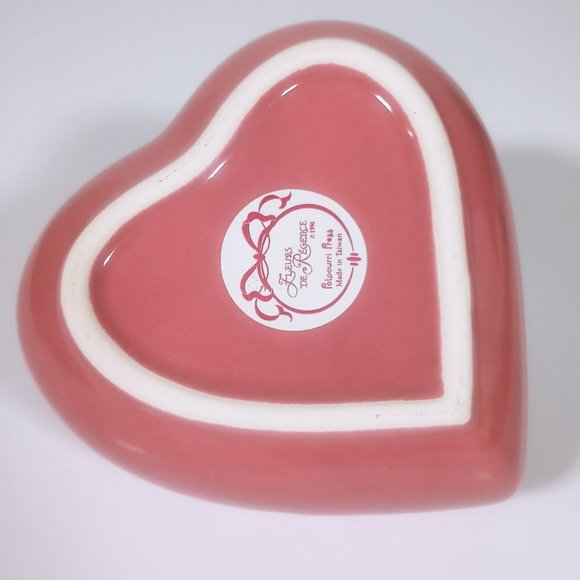 Porcelain Fleurs De Regetice Heart Pink White Edelweiss Musical Trinket Box - Picture 8 of 13